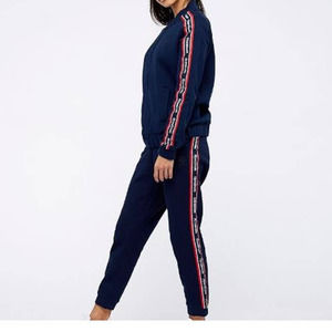 Reebok Womens Jacket & Pant Tracksuit Elastic Waist Logo Trim Size S Blue